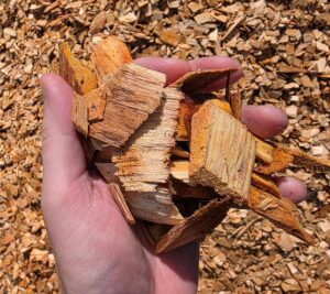 Alder chips great for mulch or playgrounds available at tuf-turf in Saanich BC